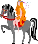 Lady Godiva on a grey dapple horse